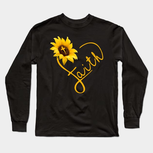 Sunflower Faith Heart Costume Gift Long Sleeve T-Shirt by Ohooha